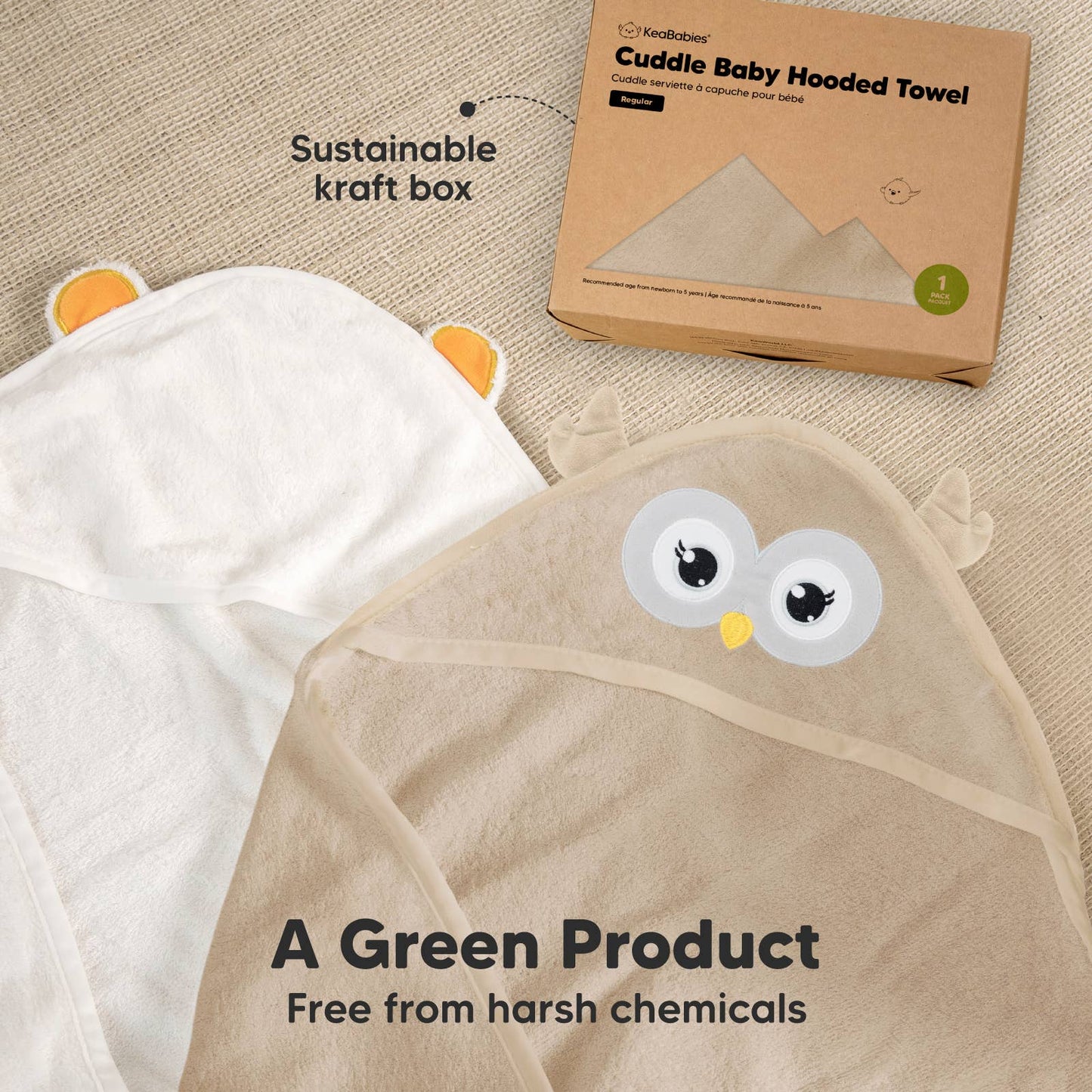 KeaBabies Cuddle Baby Hooded Towel