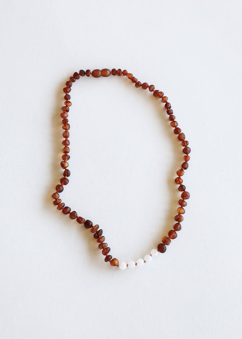 Raw Cognac Baltic Sea Amber + Moonstone || Beaded Necklace