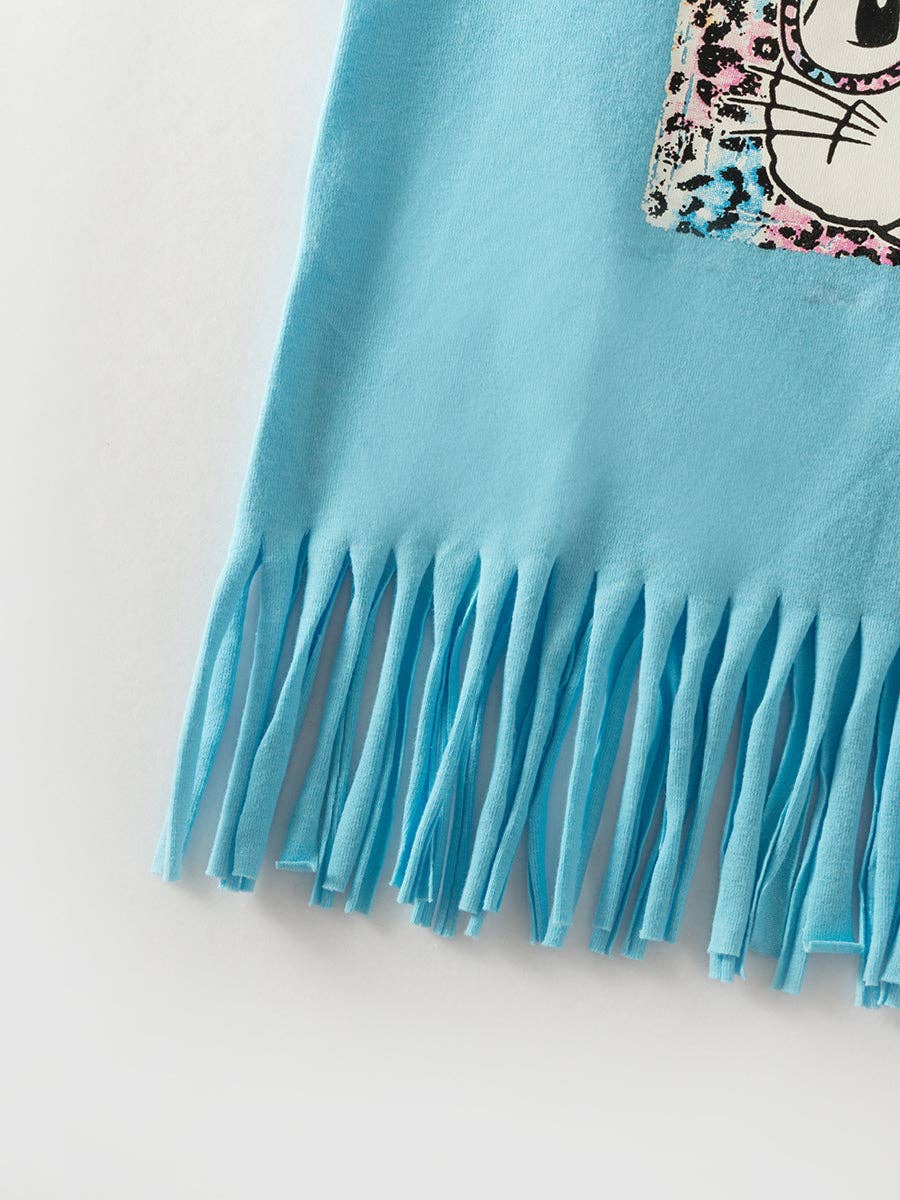 Easter Blue Leopard Bunny Ruffle Girl Bell Bottom Outfit