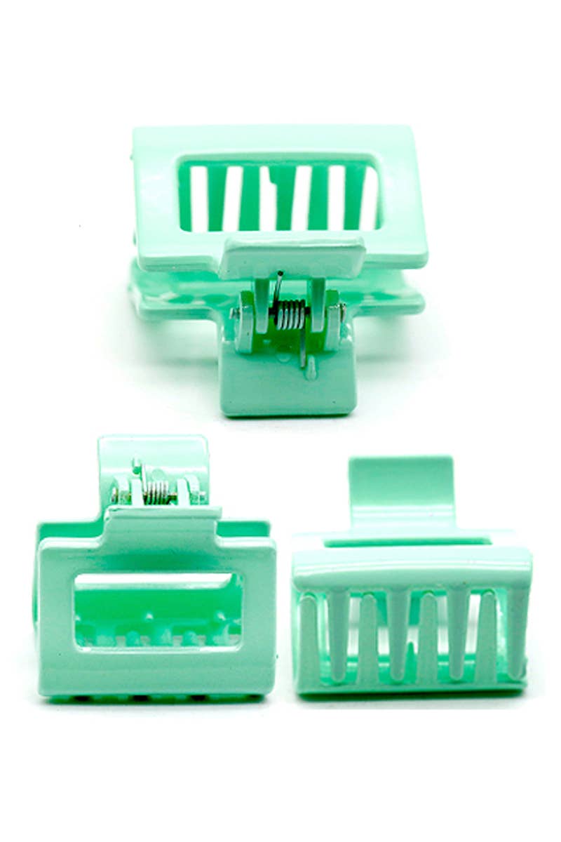 Mini Cubic Glossy Pastel Hair Claw - 3 pcs/pack