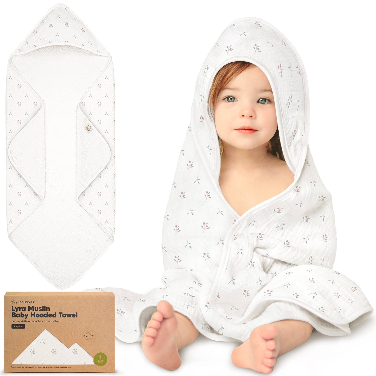 KeaBabies Lyra Muslin Hooded Towel
