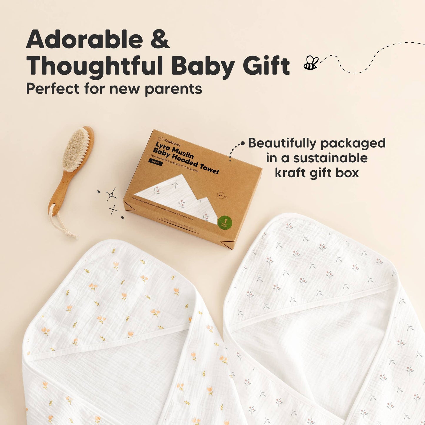 KeaBabies Lyra Muslin Hooded Towel