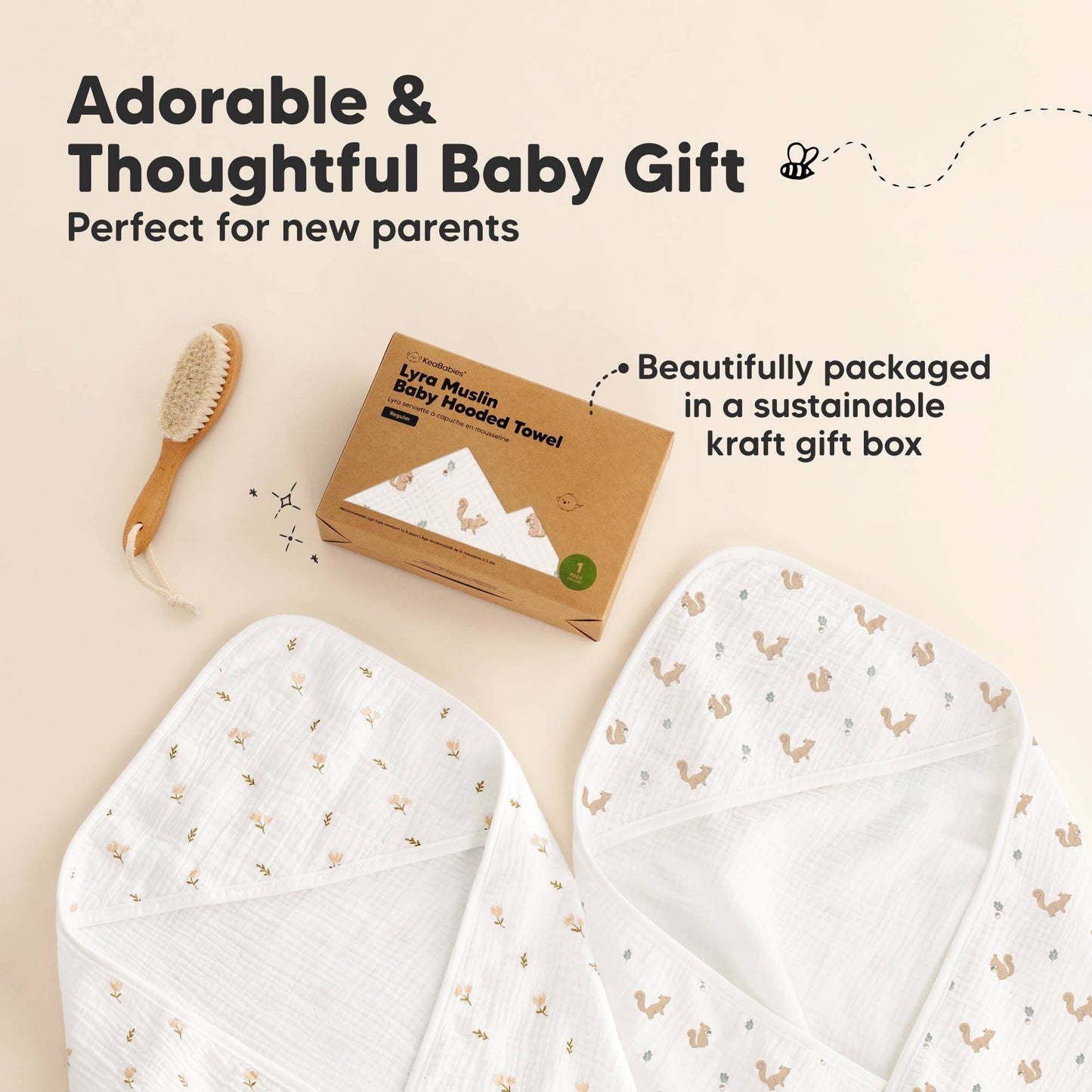 KeaBabies Lyra Muslin Hooded Towel