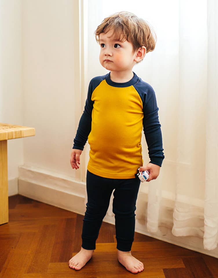 Modal Mustard & Blue Long Sleeve PJs