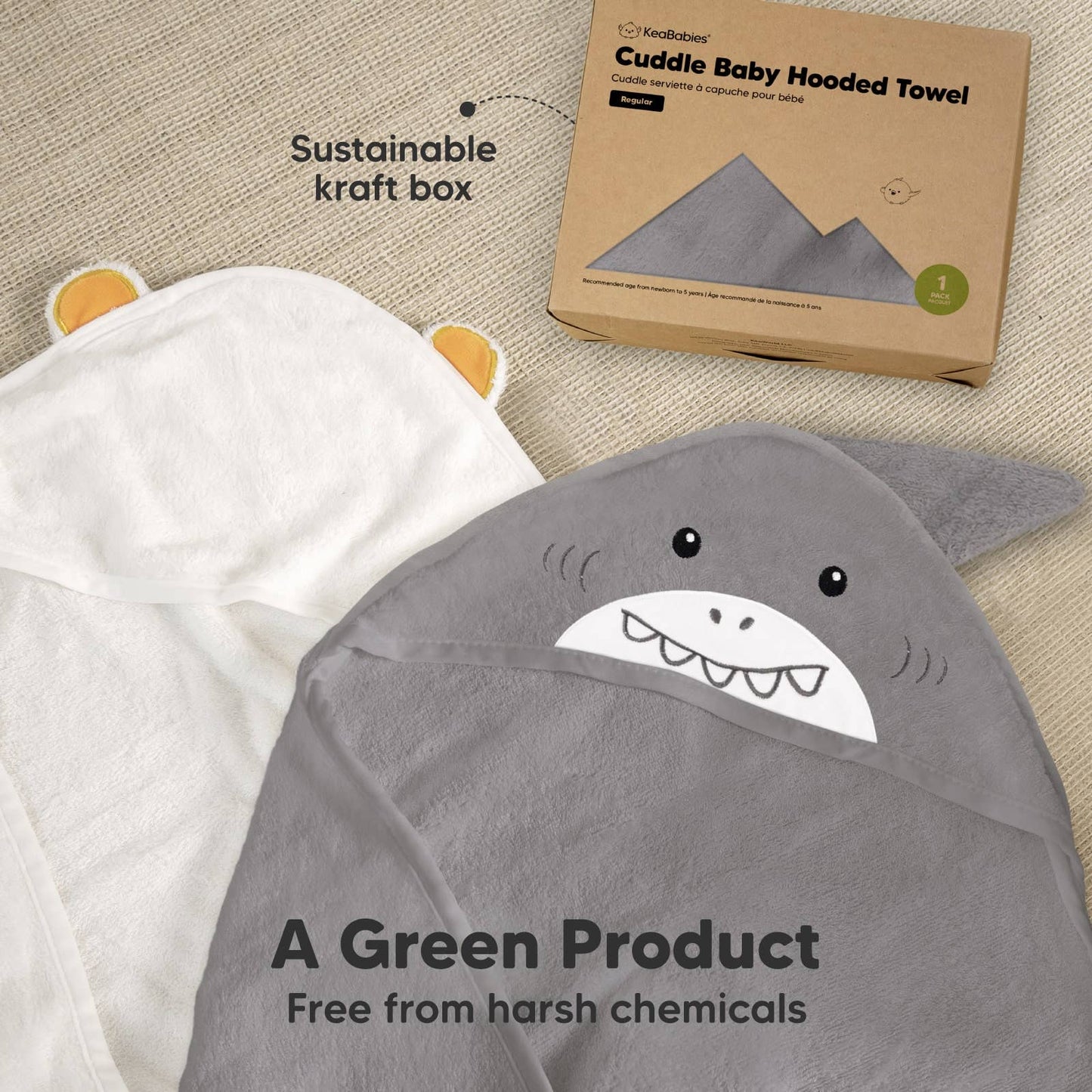 KeaBabies Cuddle Baby Hooded Towel