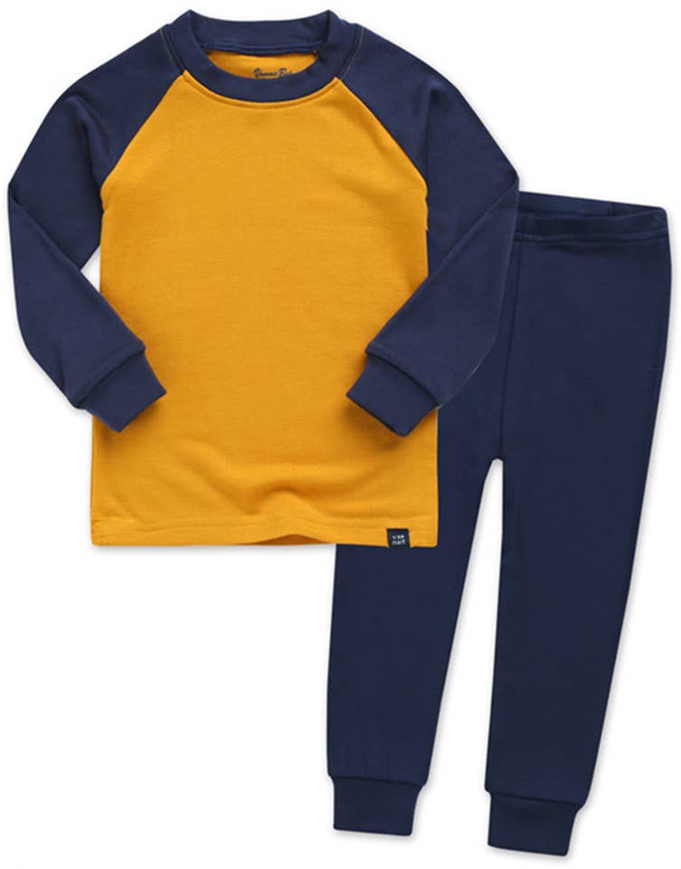 Modal Mustard & Blue Long Sleeve PJs