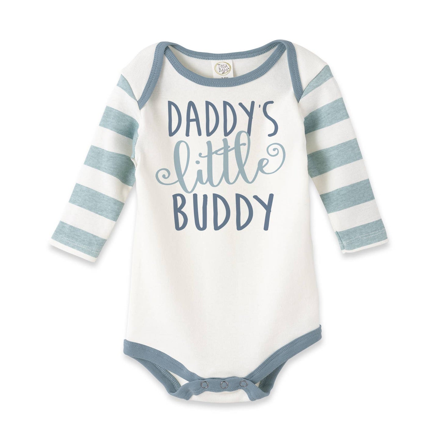 Daddy's Little Buddy Boy Cotton Aqua Stripe Bodysuit