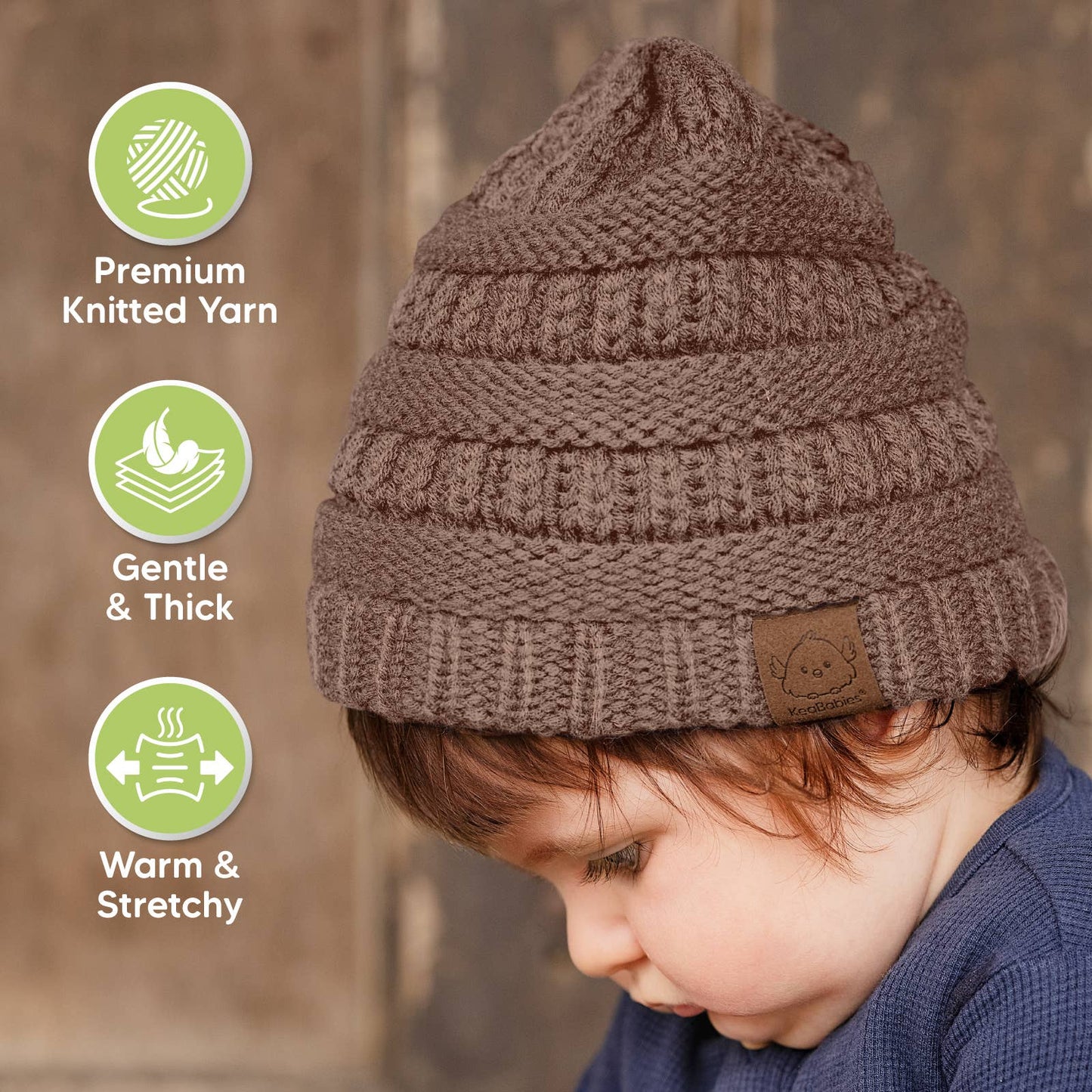 KeaBabies Warmzy Baby Beanies (Tawny, M)