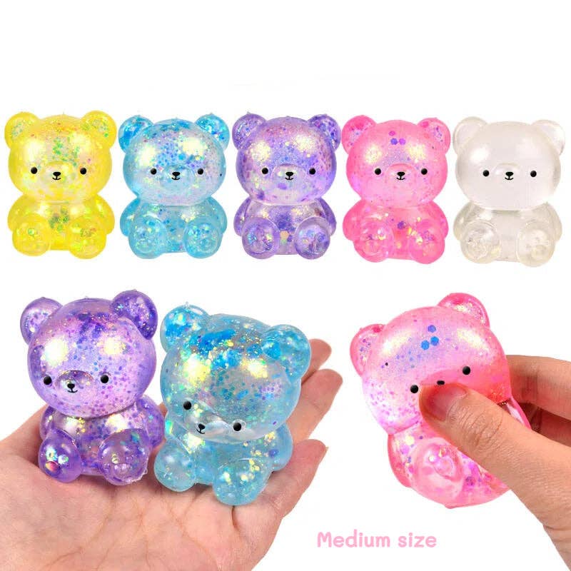 Cartoon Sequin Bear Squishy Toy Slow Rising Stress Relief Squeeze Toy