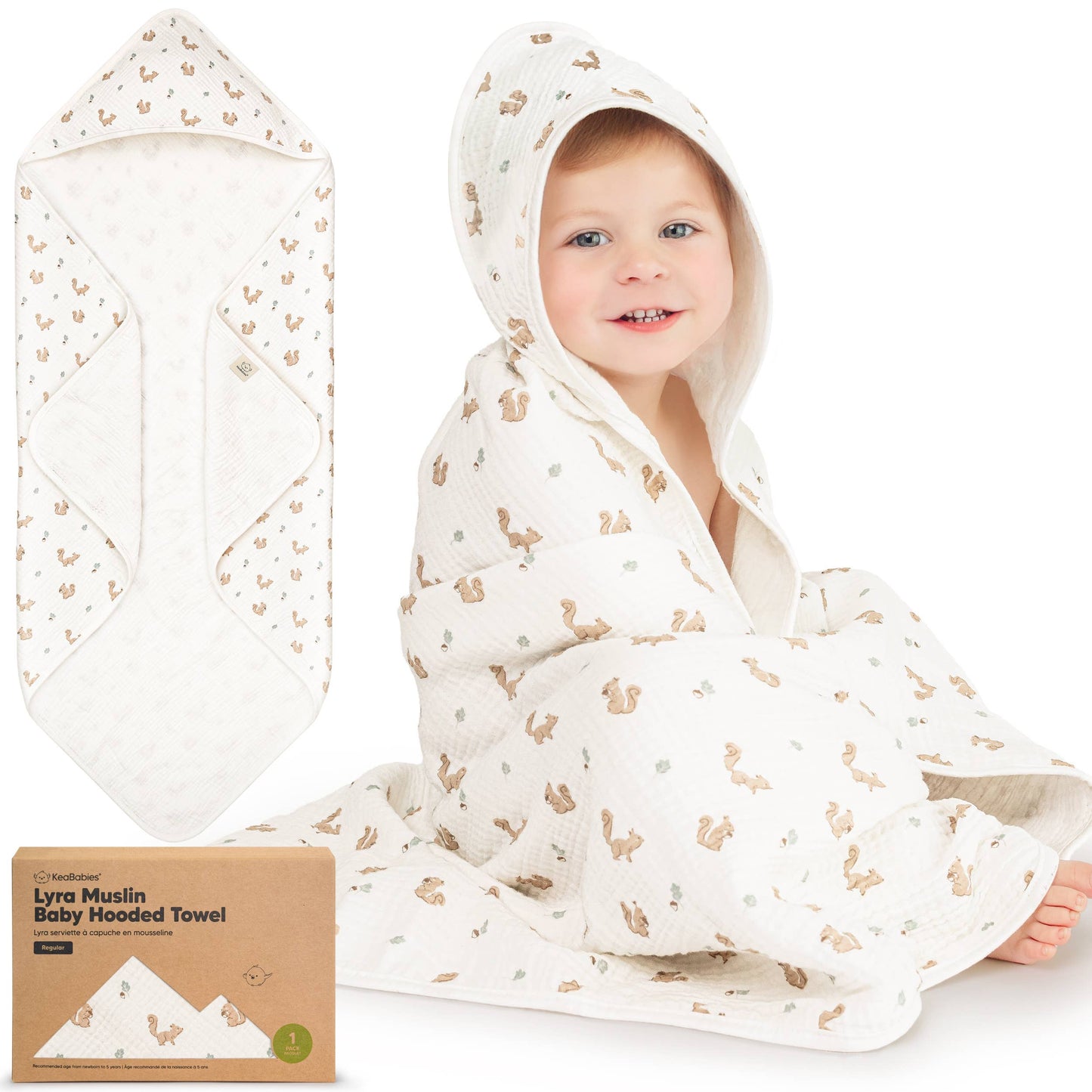 KeaBabies Lyra Muslin Hooded Towel