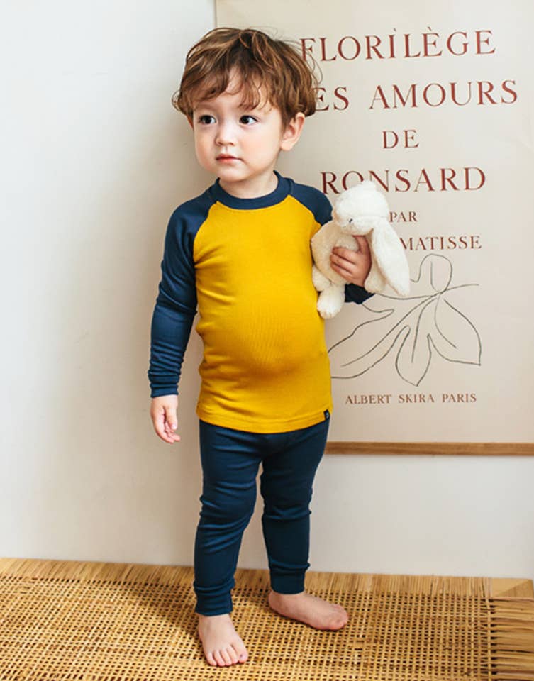 Modal Mustard & Blue Long Sleeve PJs
