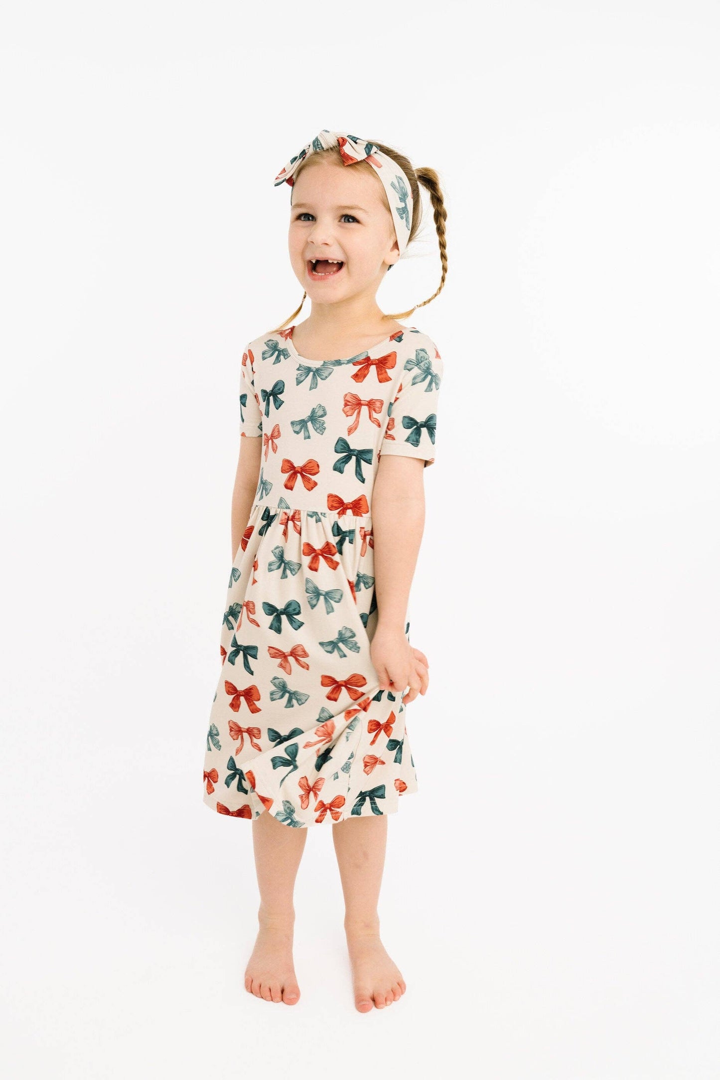 Patriotic Bows Short Sleeve Bamboo Dress