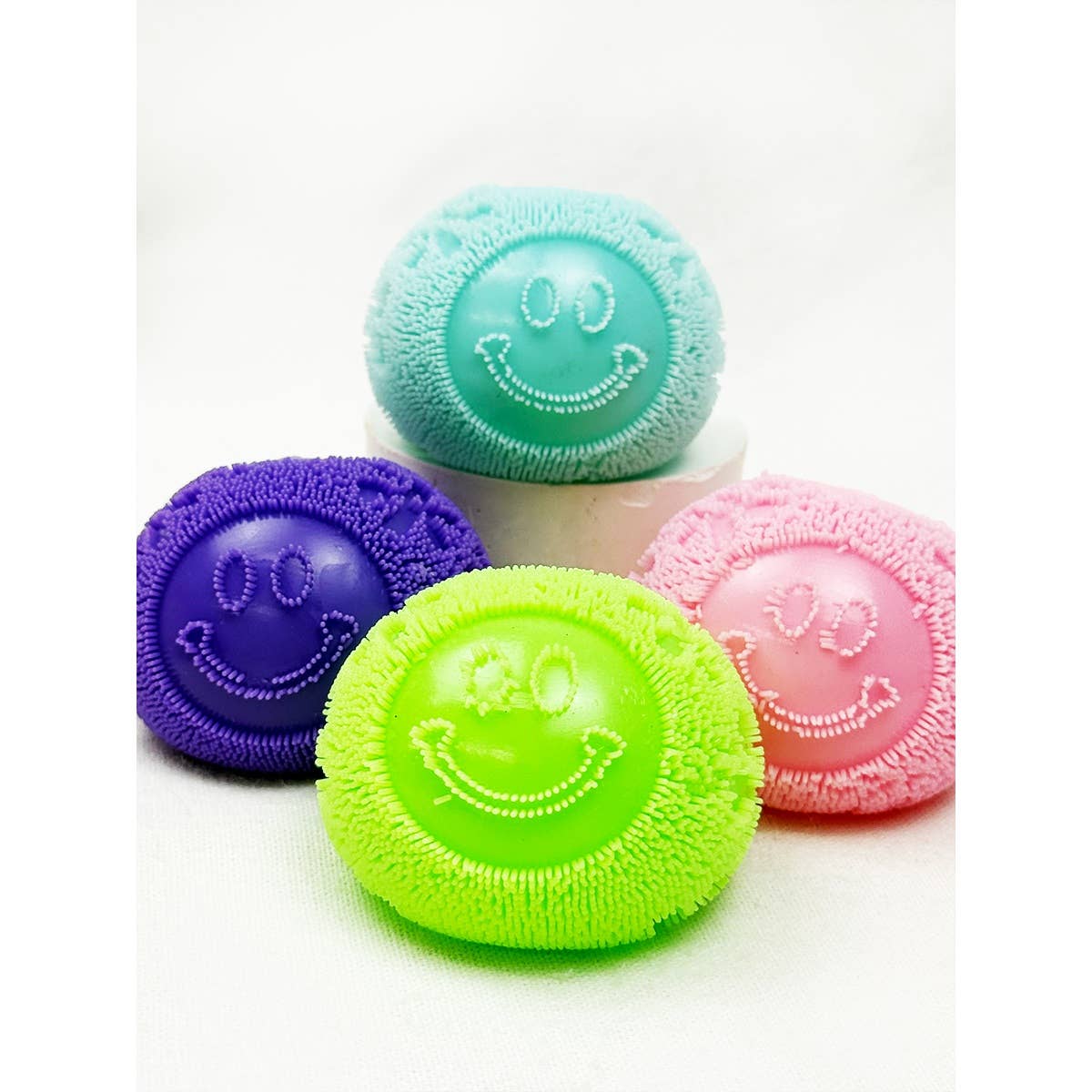 Super soft fuzzy smile face stress ball