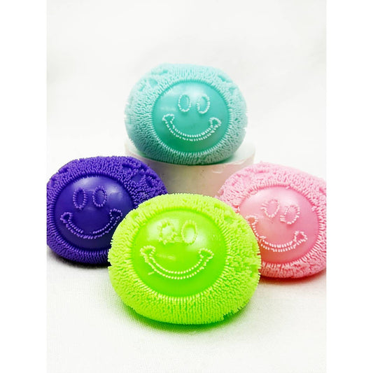 Super soft fuzzy smile face stress ball