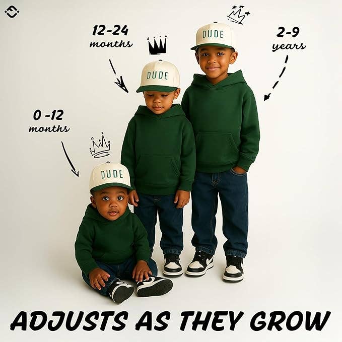 Kids/Baby Two Tone Vintage Cap - Dude (Green/Beige)