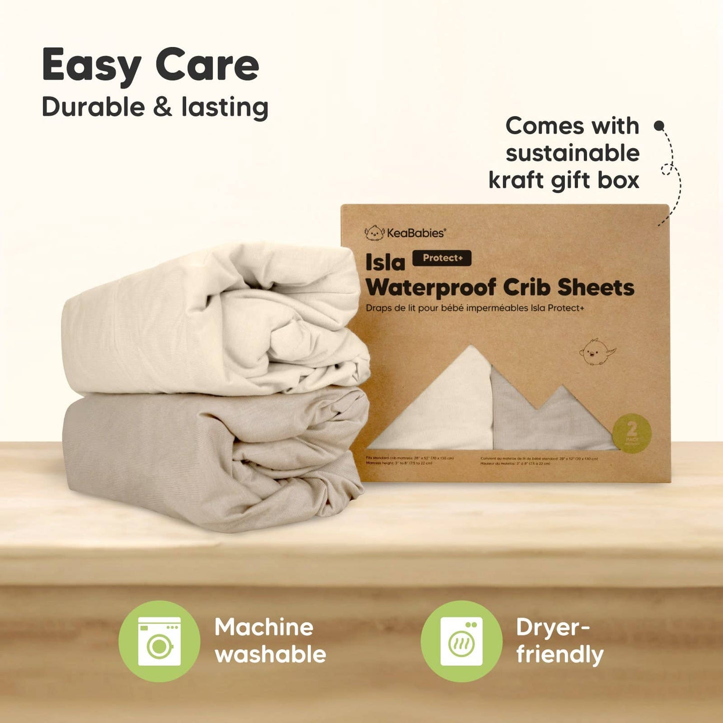 2pk Waterproof Crib Sheets, Baby Mattress Protector