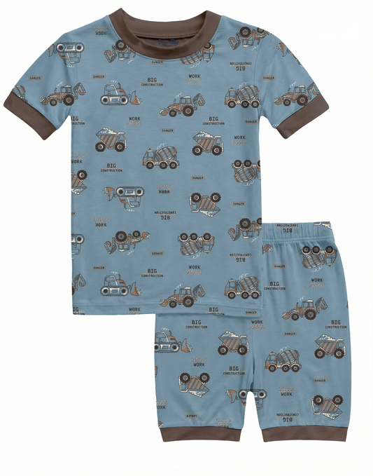 Busy Truck Bamboo Boys Girls Infants Short Sleeve PJs