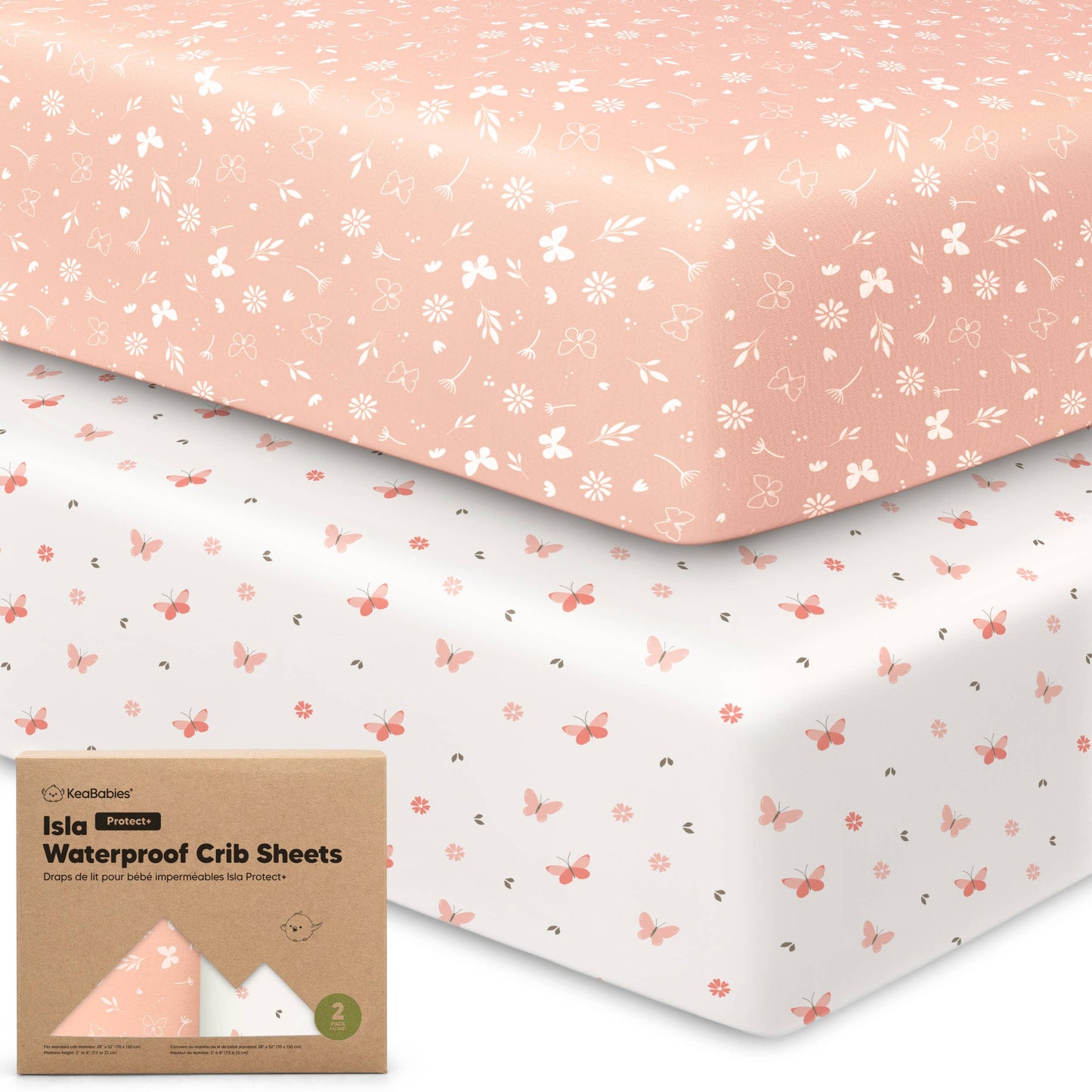 2pk Waterproof Crib Sheets, Baby Mattress Protector