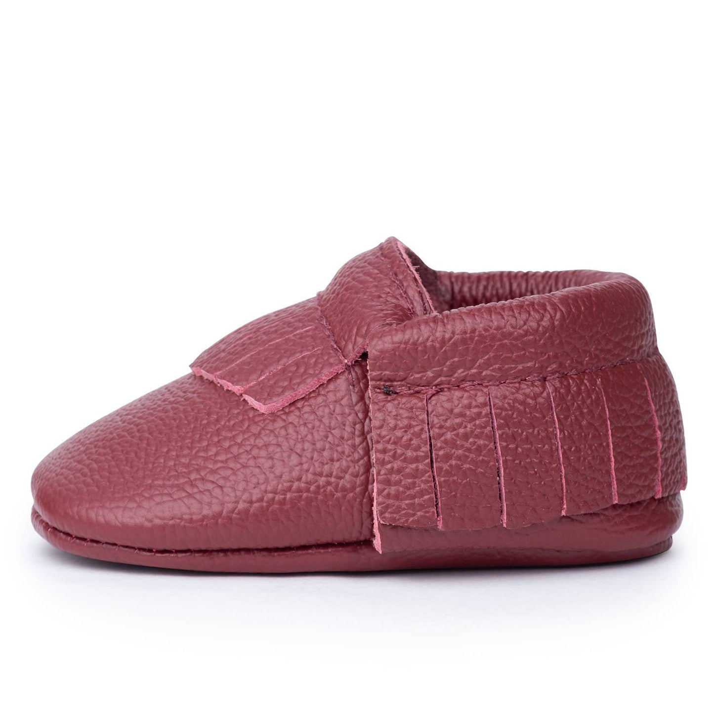 Baby Moccasins - Genuine Leather Baby Shoes (Merlot Red)