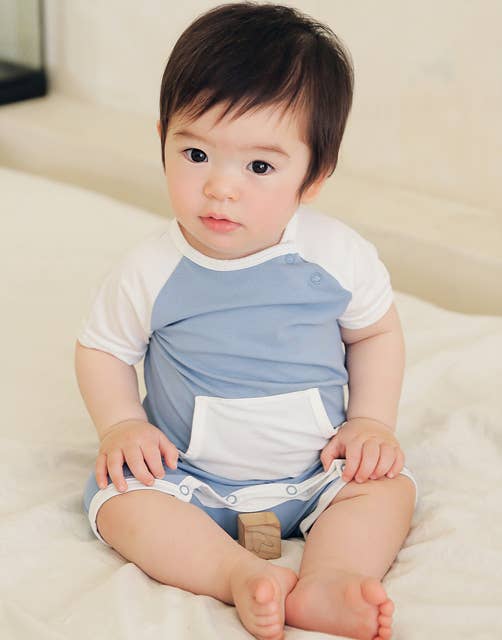 Bamboo Smile Blue Baby Romper