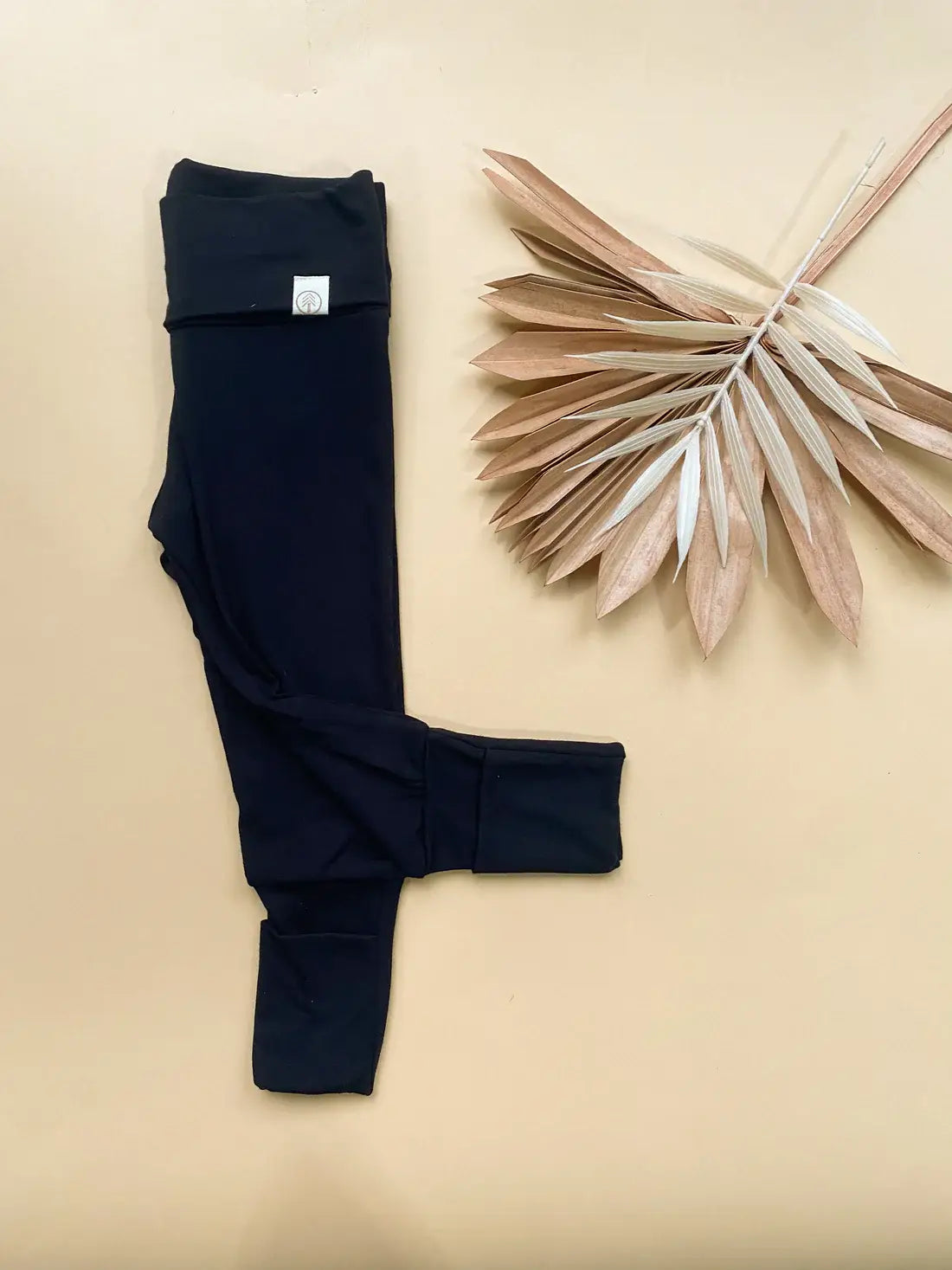 Fold Over Bamboo Baby Leggings - Black