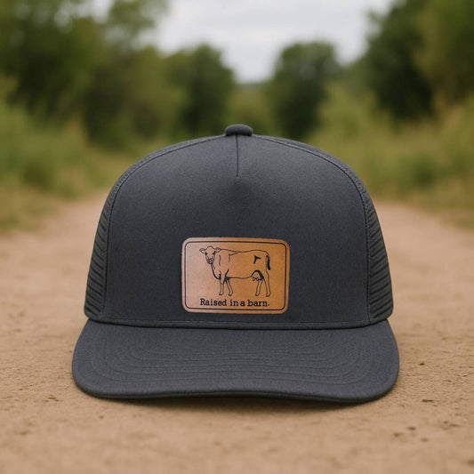 Raised in a barn Cow Country Western Farm Kids Trucker Hat