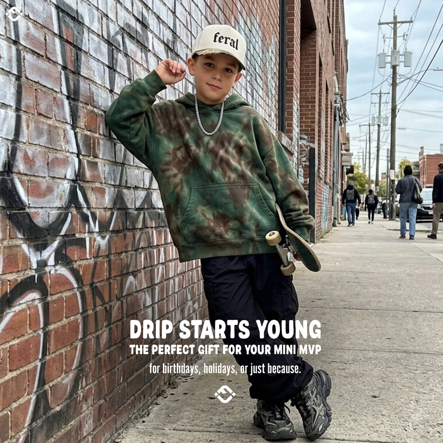 Kid/Baby 2-Tone Cap: Feral - Wood Camo/Beige