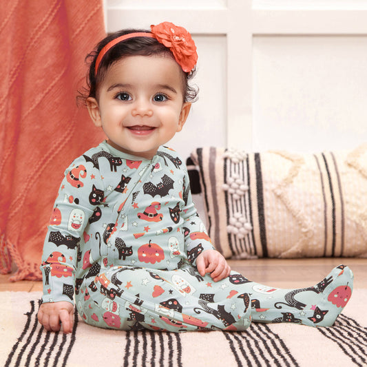 Halloween 🎃 Baby Romper – Soft Bamboo with 2-Way Zipper