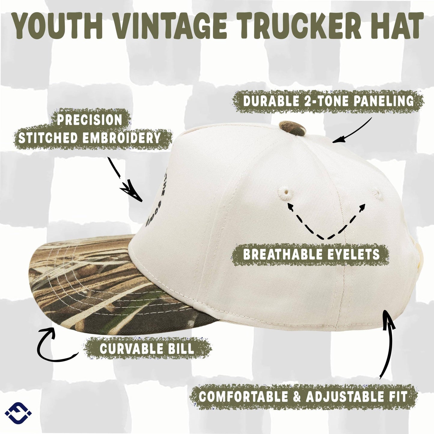 Kid/Baby 2-Tone Cap: Here For The Good Old Day-Realtree Camo
