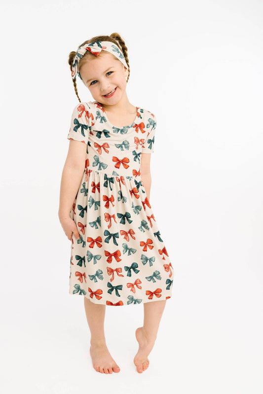 Patriotic Bows Short Sleeve Bamboo Dress