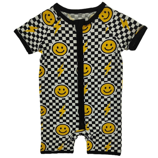 Black Bolt Check Bamboo Short Romper