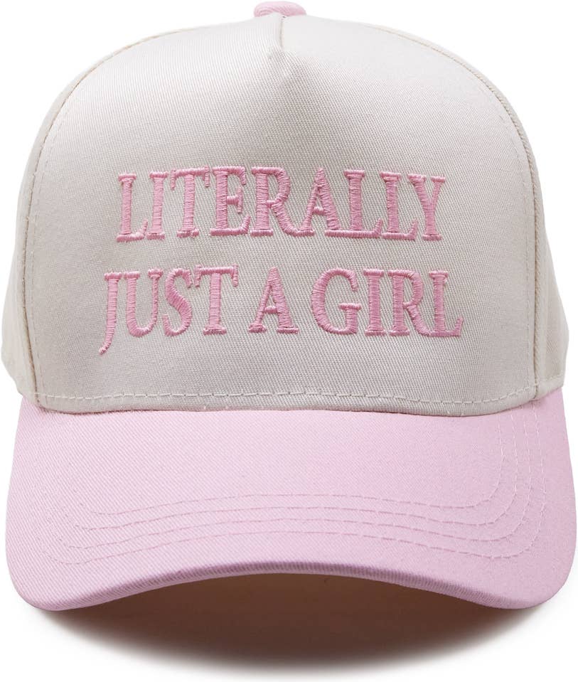 Kid/Baby 2-Tone Cap: Literally Just a Girl - Rose/Beige