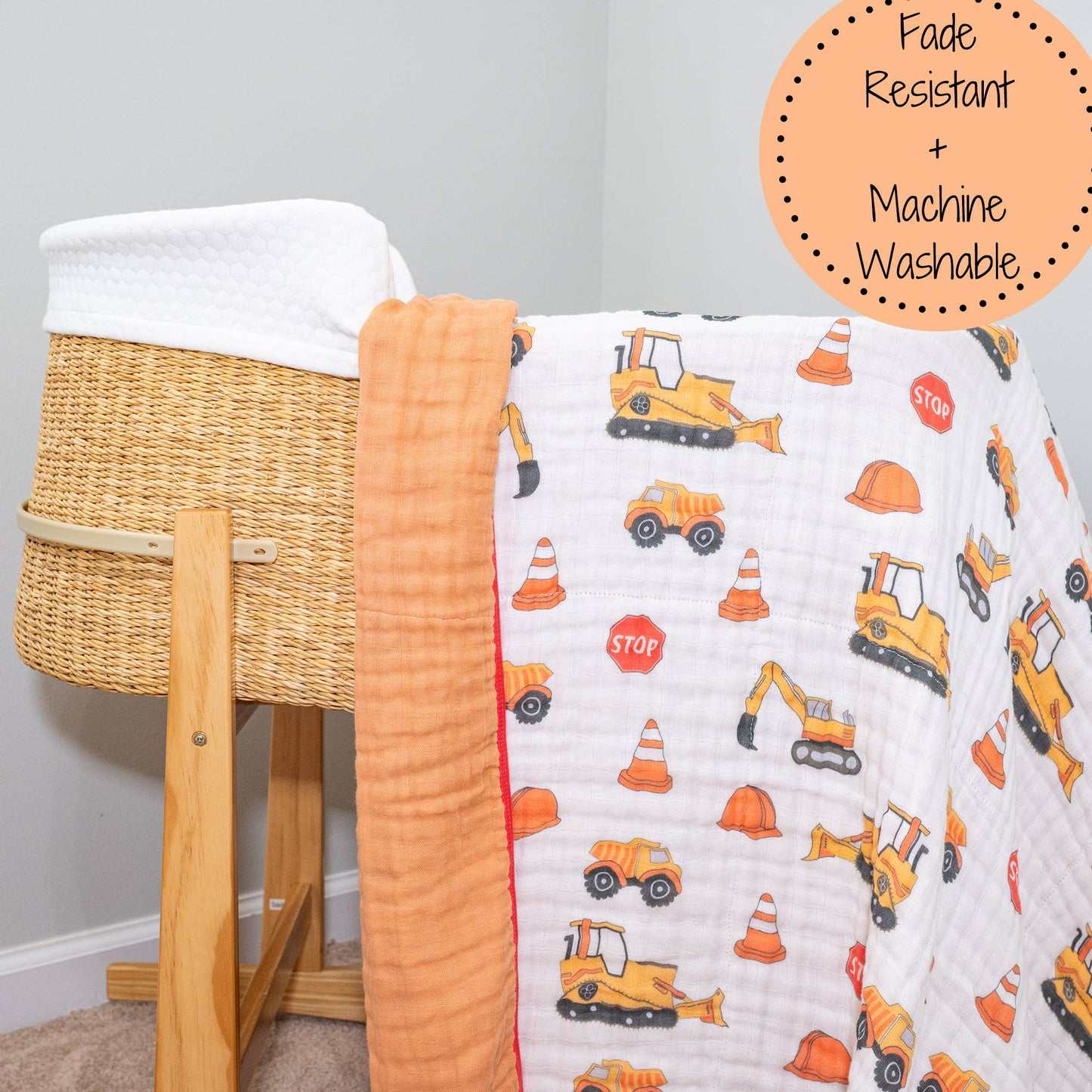 Under Construction Baby Toddler 100% Cotton Muslin Blanket
