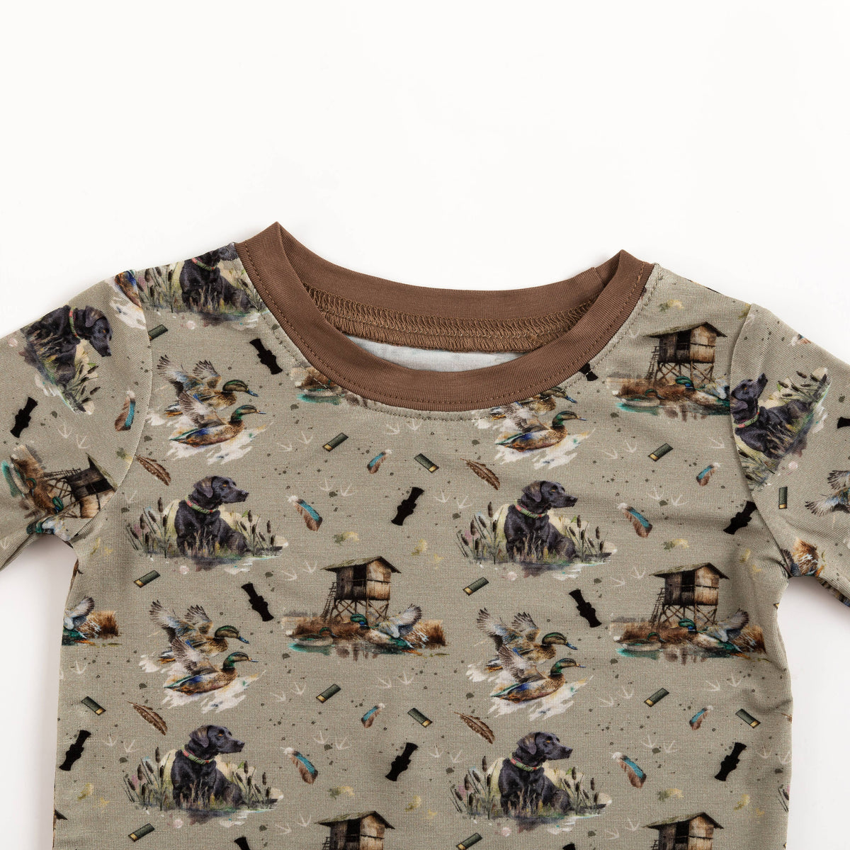 Thatched Cottage and Rural Dog Kids Bamboo Two-Piece Pajama Set