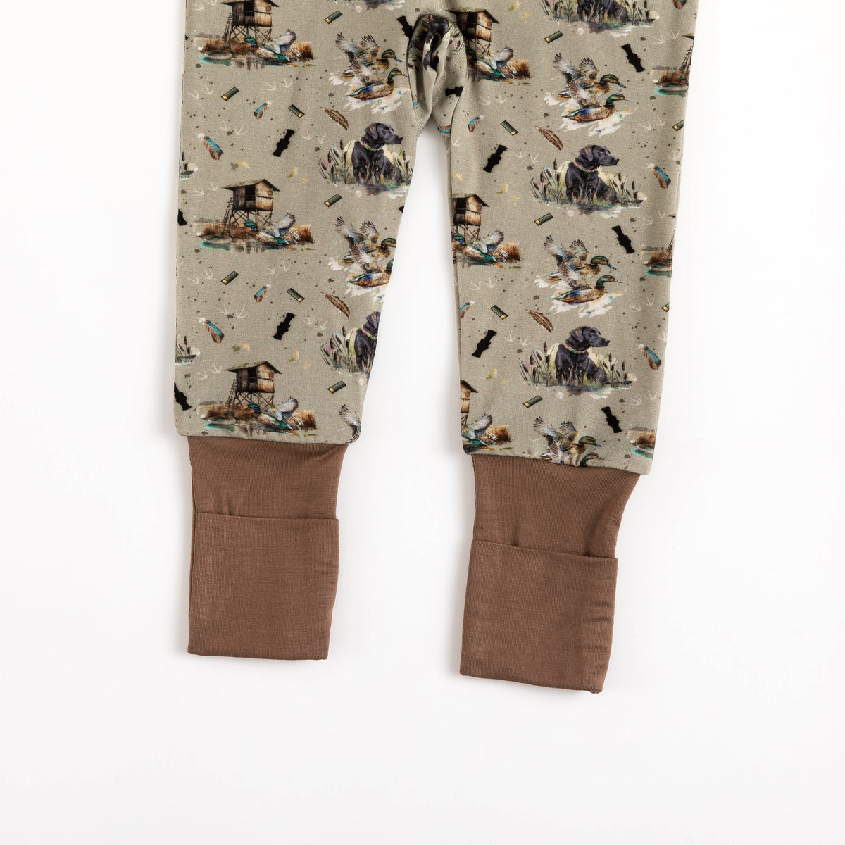Thatched cottage and rural dog Bamboo Zipper Romper Pajamas