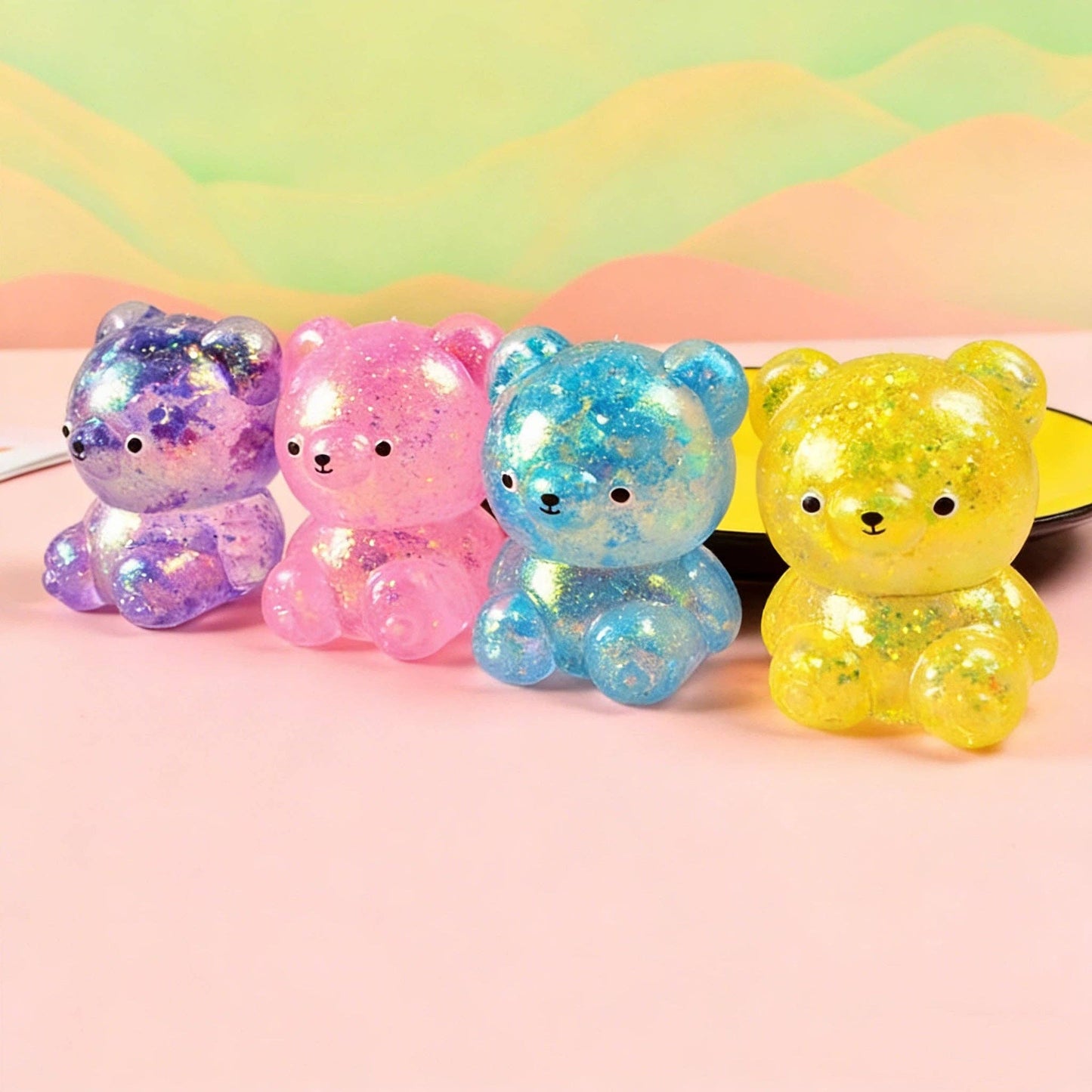 Cartoon Sequin Bear Squishy Toy Slow Rising Stress Relief Squeeze Toy