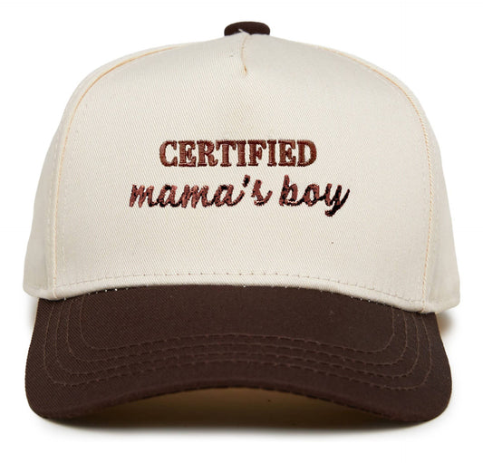 Kid/Baby 2-Tone Cap: Certified Mamas Boy Brown/Beige