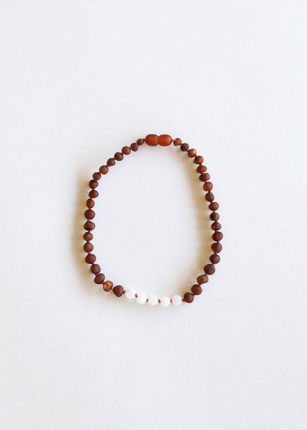 Raw Cognac Baltic Sea Amber + Moonstone || Beaded Necklace