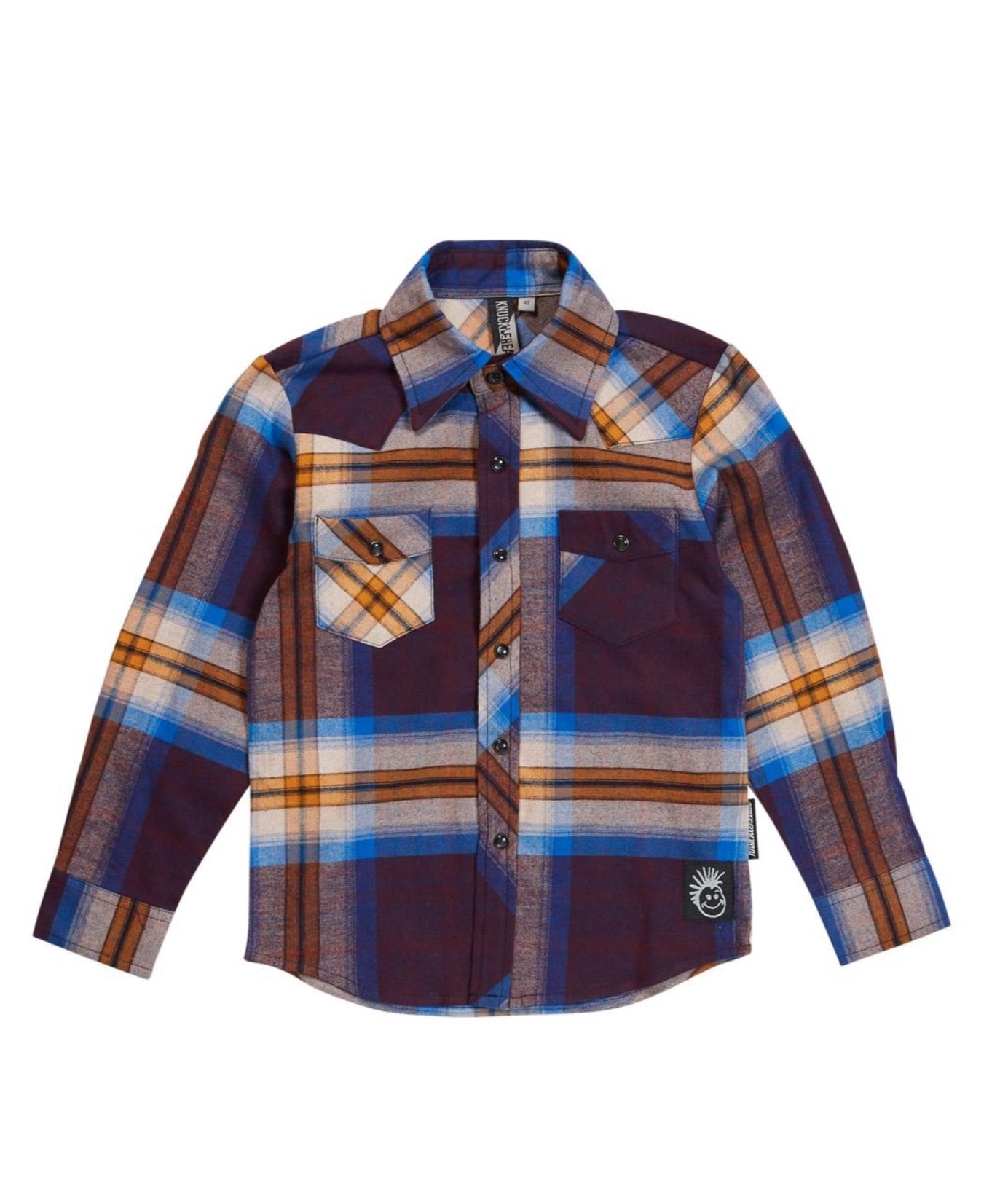 Knuckleheads burgundy and blue flannel